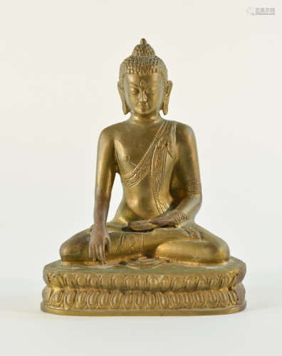 Nepalese Bronze Seated Buddha on Lotus Base