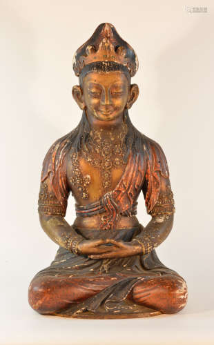 Chinese Wood Buddha with Lacquer