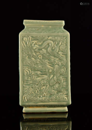 Chinese Square Celadon Porcelain Vase