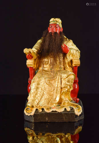 Chinese Lacquered Wood Carving of General Kuan
