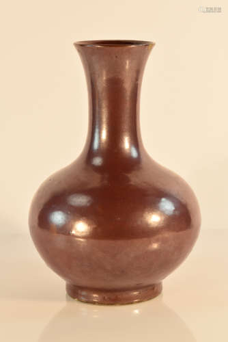 Chinese Cheulung 18th cen Iron Rust Glazed Porcelain Vase