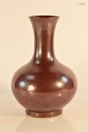 Chinese Cheulung 18th cen Iron Rust Glazed Porcelain Vase