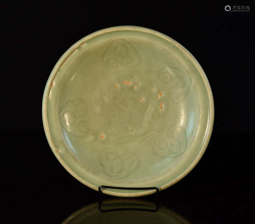 Chinese Celadon Porcelain Charger with Incised Decoration