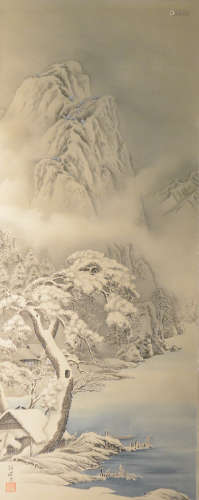 Japanese Scroll Painting - Snow Scene