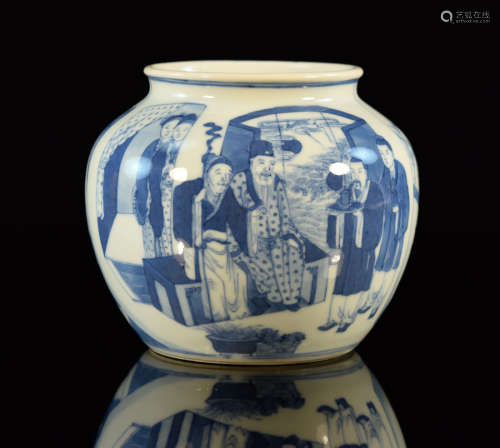 Chinese Blue White Porcelain Vase with Figural Scene
