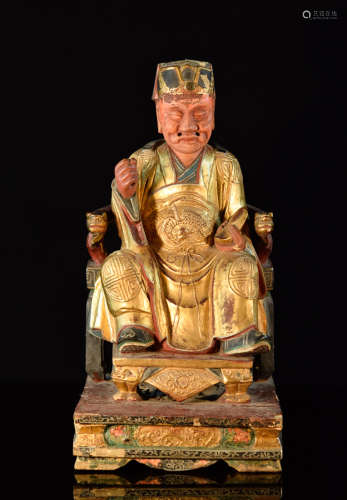 Chinese Lacquered Wood Seated Figurine