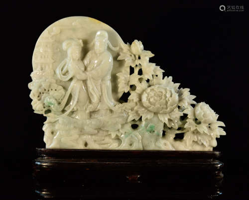 Chinese Carved Jadeite Figural Group
