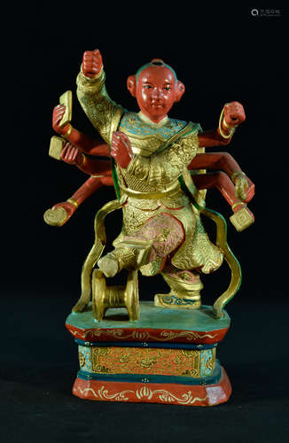 Chinese Wood Figurine with Multi Arm