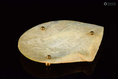 Chinese Carved Shell Mother of Pearl tray