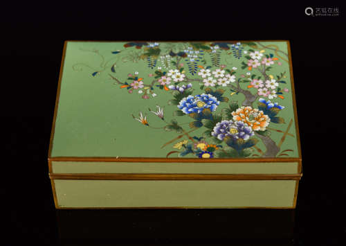 Japanese Cloisonné Box with Green Color