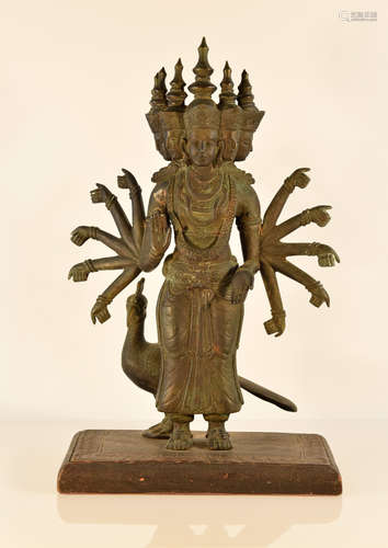 Antique Burmese Bronze Buddha with Multi Hand