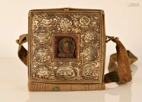 Tibetan Traveling Shrine Box with Terracotta Buddha