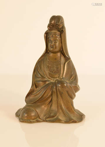 Chinese Bronze Seated Kuanyin