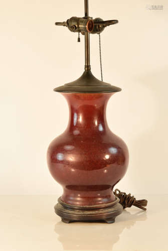 Chinese Oxblood Porcelain Lamp Vase