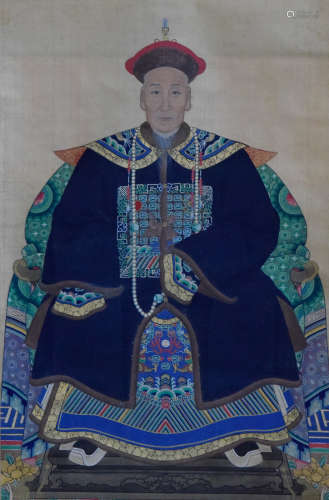 Chinese Ancestor Painting of an Qing Court Officer