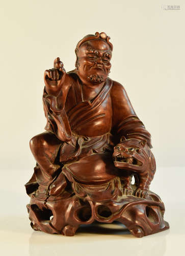 Chinese Carved Wood Seated Figurine