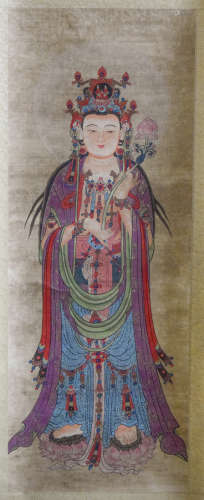 Chinese Scroll Painting of Kuanyin