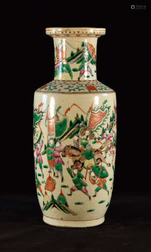 Chinese Porcelain Vase with Warrior Scene