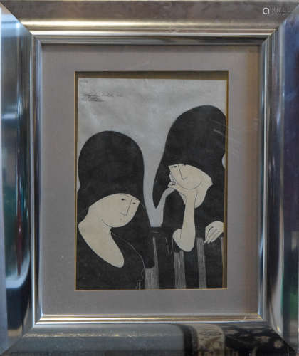 Lithograph Print by Stephen White 1974 in aluminum Frame