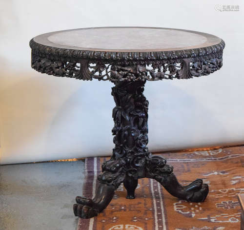 Chinese Rosewood Table with Dragon Motif