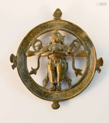 Indian Bronze Pedant of Deity in the Center