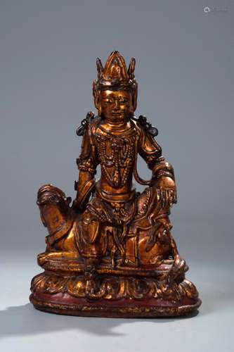 CHINESE GILT BRONZE FIGURE OF GUANYIN