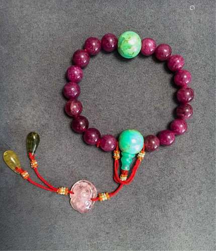 CHINESE TOURMALINE PRAYER BEADS BRACELET