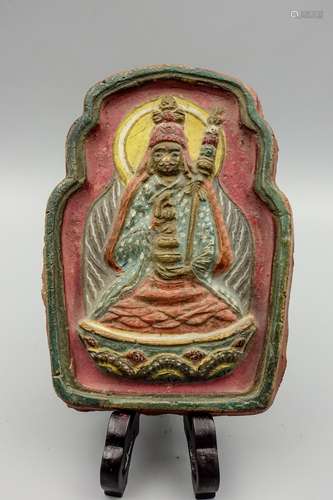 MONGOLIAN CLAY TABLET FIGURE OF PADMASAMBHABA