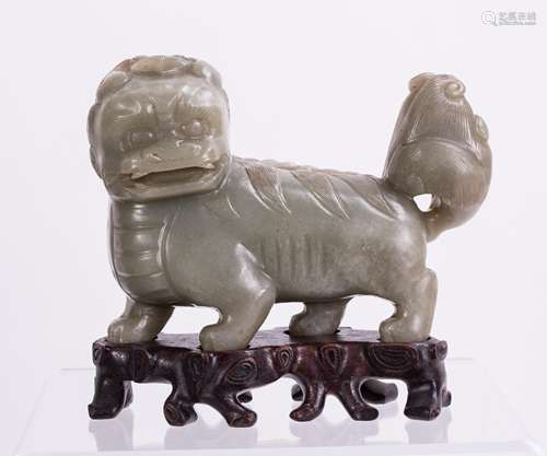 CHINESE JADE CARVED BEAST, MING DYNASTY