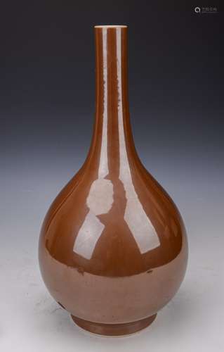 CHINESE SOY GLAZED LONG NECK VASE