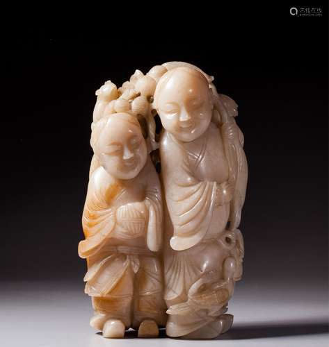 CHINESE JADE CARVED FIGURE OF HEHE