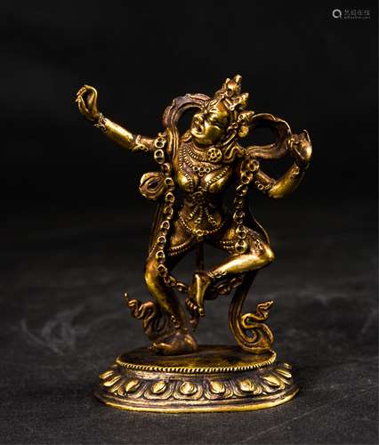 CHINESE GILT BRONZE FIGURE OF DAKINI