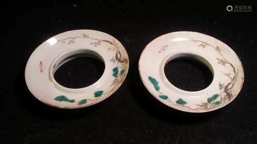 2 Antique Porcelain Cup holder