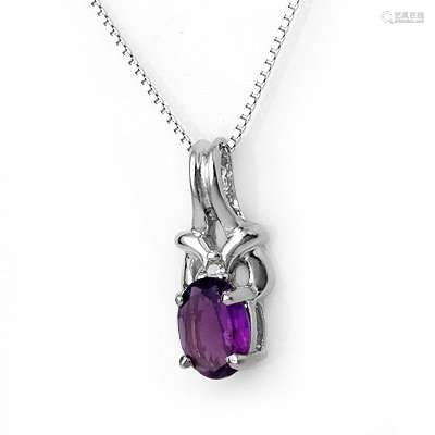 Genuine 0.77ctw Amethyst & Diamond Necklace White Gold