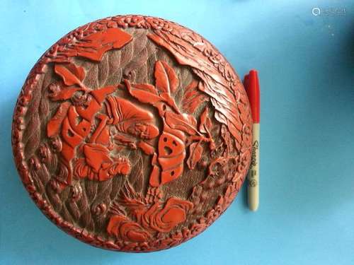 Chinese Carved Cinnabar Lacquered Box