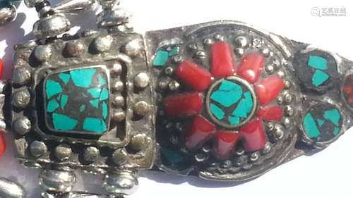 ANTIQUE Coral Turquoise Necklace.