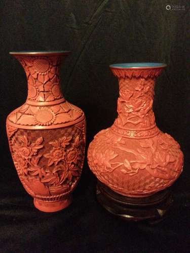 Chinese carved cinnabar lacquered