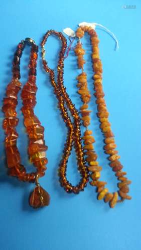 3 NATURAL AMBER MILA NECKLACE.ALL NATURAL