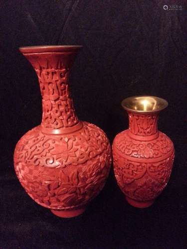 Chinese carved cinnabar lacquered