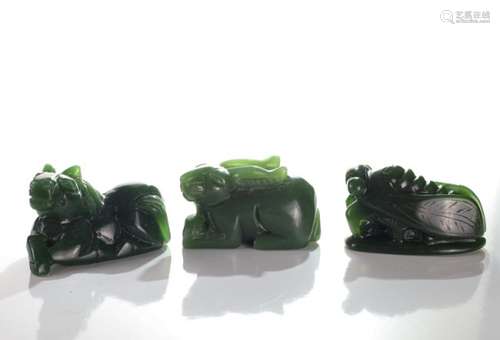 3 Chinese Carved Hardstone Animals