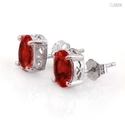 Genuine 2.0 ctw Garnet Stud Earrings 14K White Gold