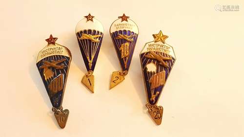 Russian Soviet Enamel Parashutist Badges