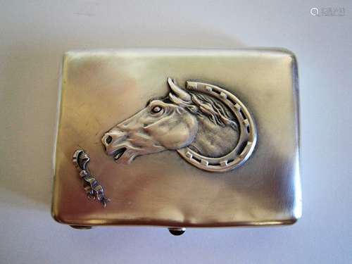 Russian Silver Cigarette Case Horse