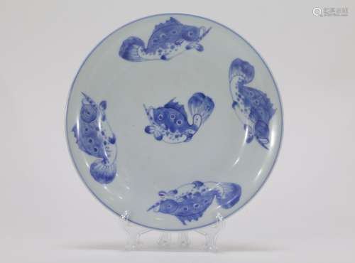 Chinese Blue/White Porcelain Fish Plate