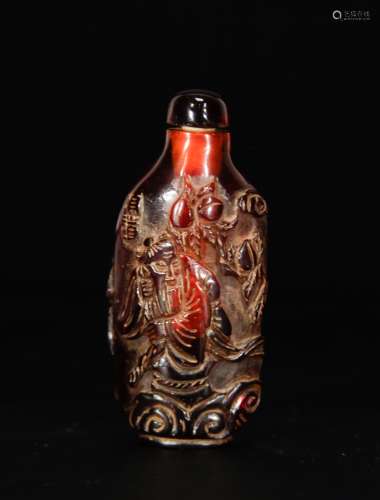 Chinese Amber Carved Snuff Bottle