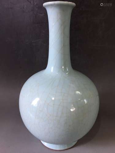 Chinese Sky-Blue Glazed Porcelain Vase, Marked