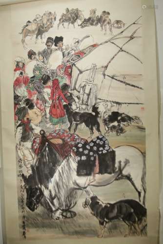 Chinese Scroll Painting, Marked 