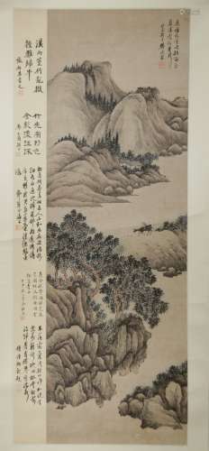 Chinese Water Color Painting of Landscape on Paper