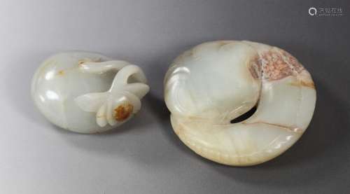 Two 19th C Chinese Jade Carving w/ Russet