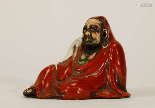 A Chinese Red Porcelain Old Man